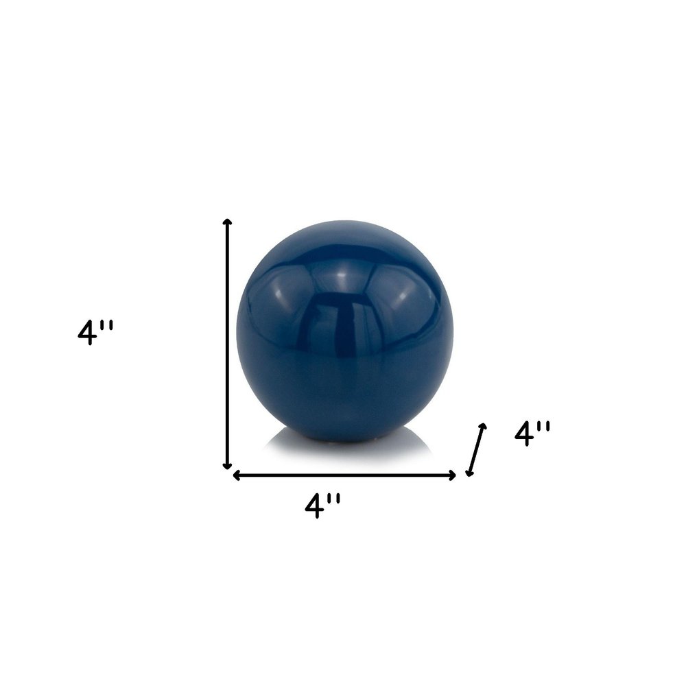 4" Blue Aluminum Decorative Orb Tabletop Sculpture