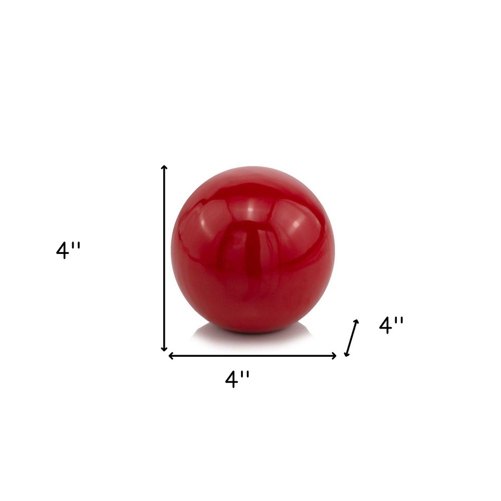 4" Red Aluminum Decorative Orb Tabletop Sculpture