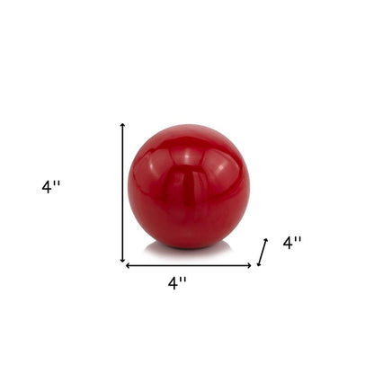 4" Red Aluminum Decorative Orb Tabletop Sculpture