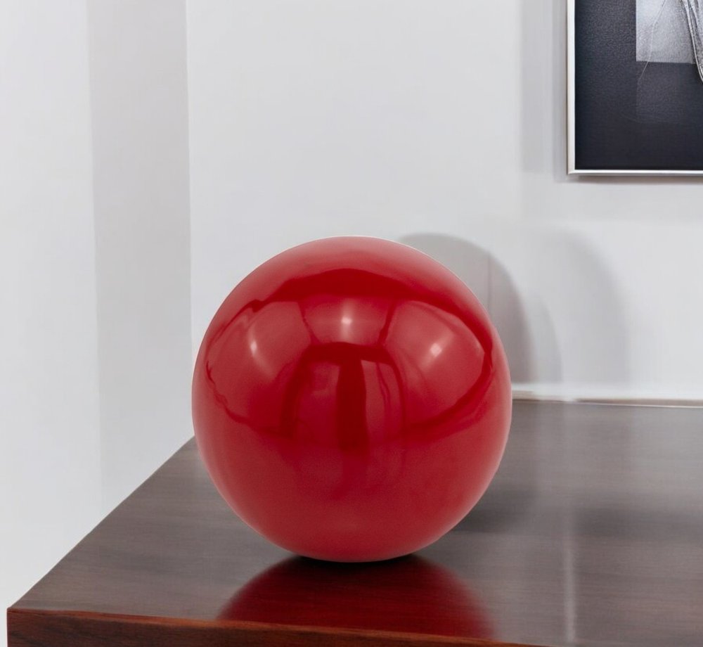4" Red Aluminum Decorative Orb Tabletop Sculpture