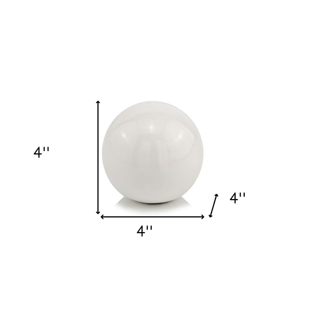 4" White Aluminum Decorative Orb Tabletop Sculpture