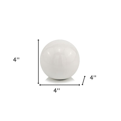 4" White Aluminum Decorative Orb Tabletop Sculpture