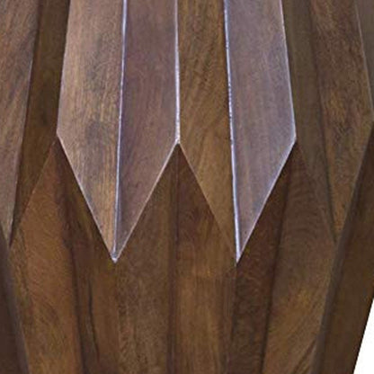 23" Dark Brown Solid Wood Round Drum End Table