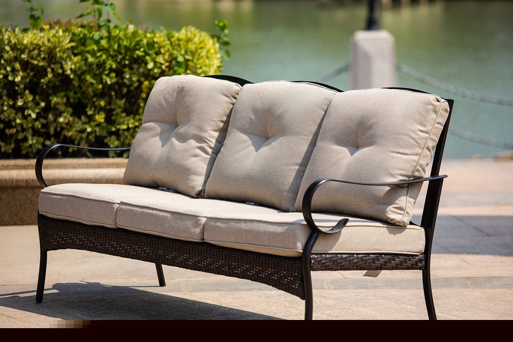 69" Beige Polyester Blend Settee With Black Legs