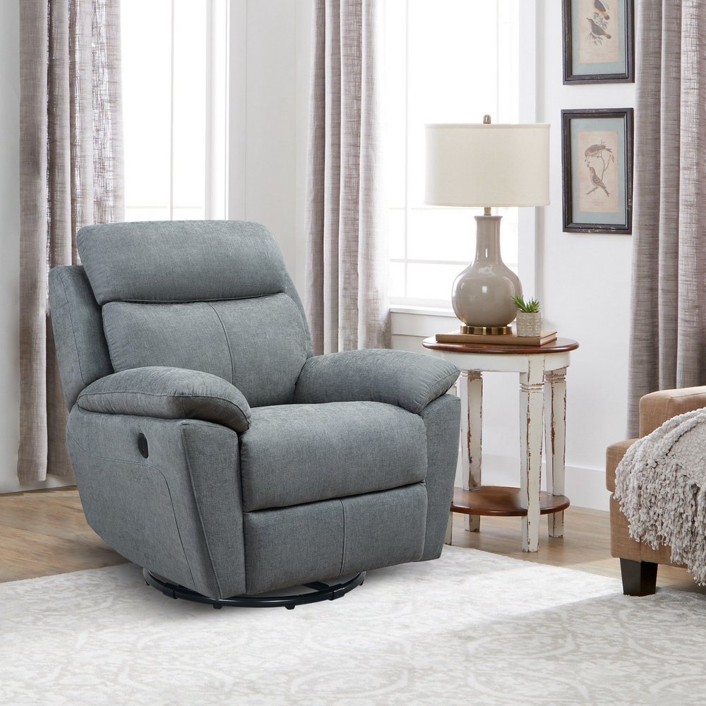 35" Gray Fabric Power Recliner with USB