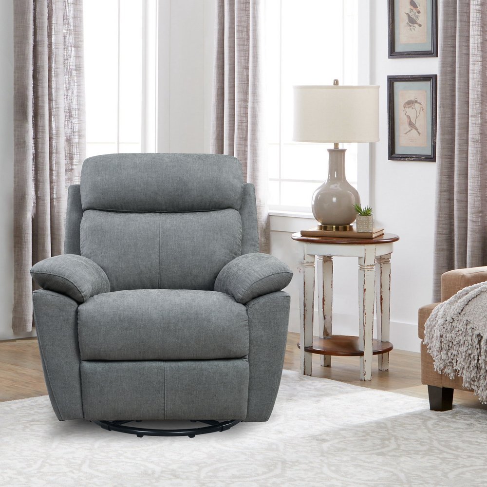 35" Gray Fabric Power Recliner with USB