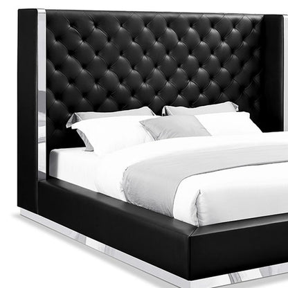 White Tufted Faux Leather King Bed Frame
