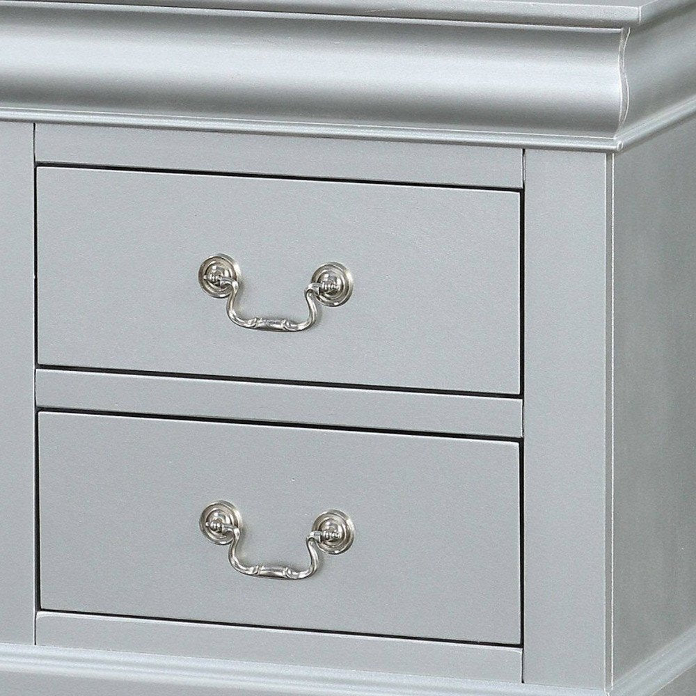 24" White Wood Two Drawer Nightstand