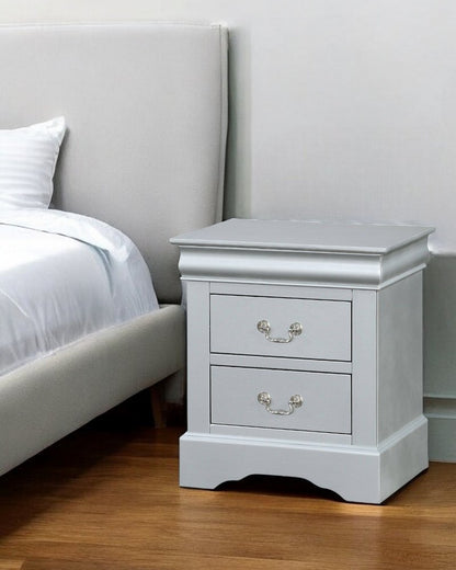 24" White Wood Two Drawer Nightstand