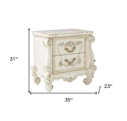 31" Brown Two Drawers Nightstand