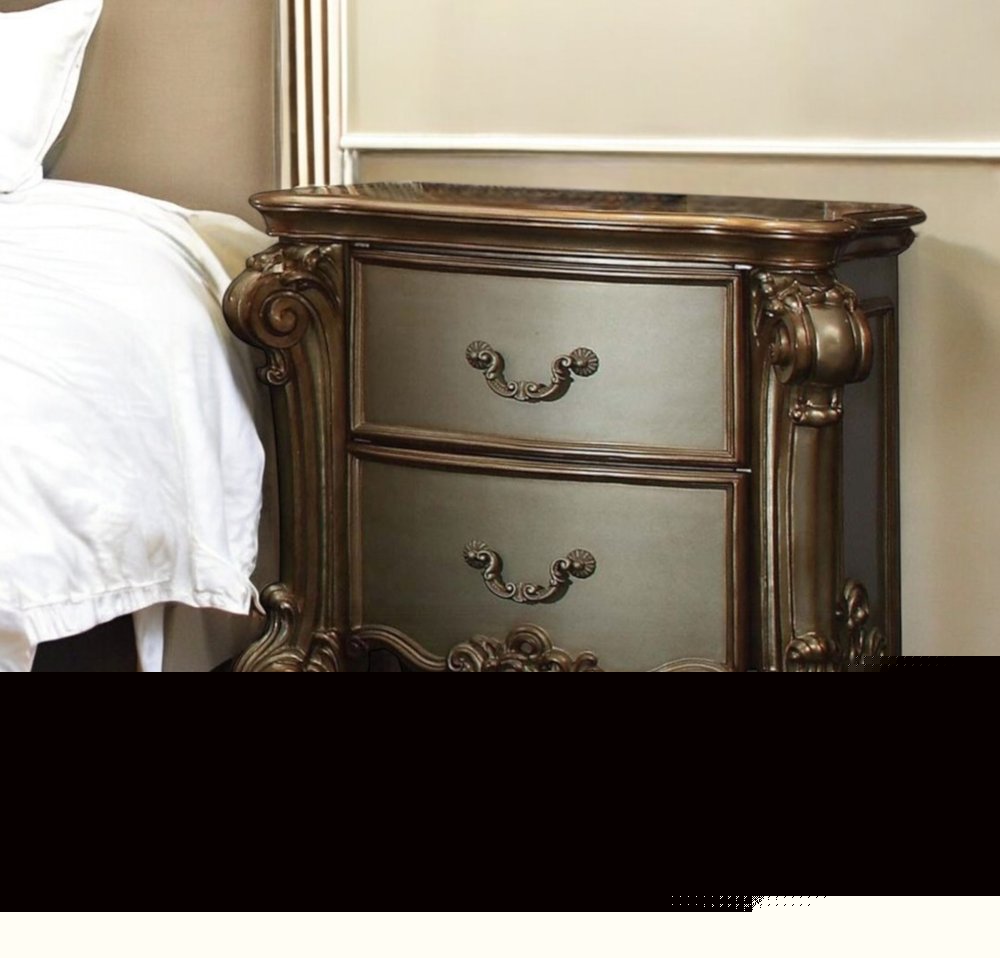 30" Bone Wood Two Drawer Nightstand