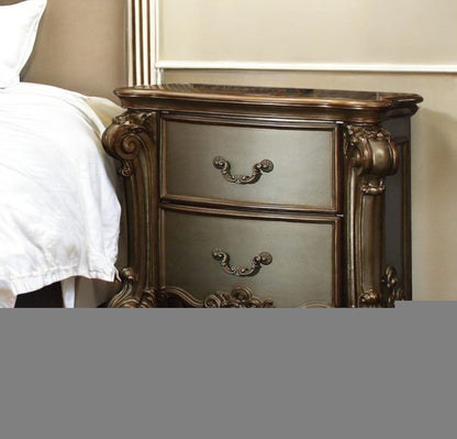30" Bone Wood Two Drawer Nightstand
