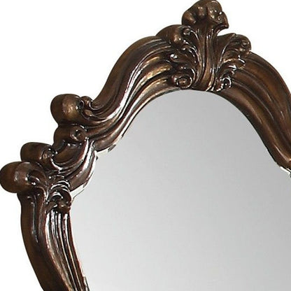 47" White And Silver Abstract Wood Framed Antiqued Glass Mounted Dresser Mirror