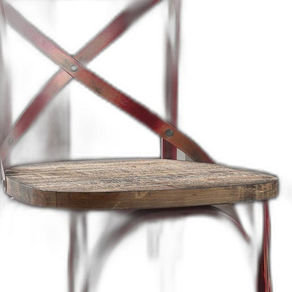 21" Brown And Sky Blue Iron Bar Chair