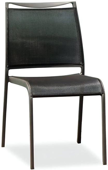 Set of Four Gray Aluminum Dining Side Chairs
