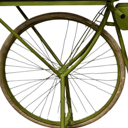 71" Brown and Green Solid Wood and Metal Bike Kitchen Cart