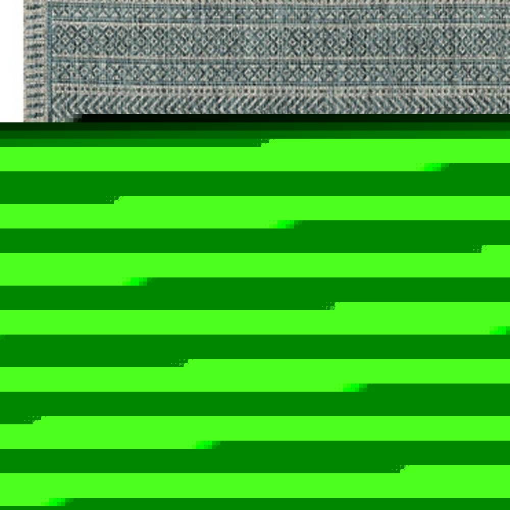 3' X 5' Teal Blue Geometric Indoor Outdoor Area Rug