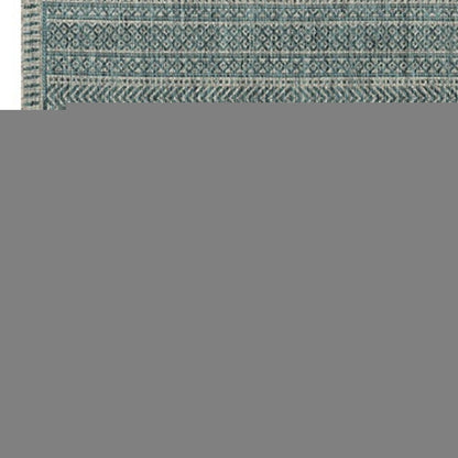3' X 5' Teal Blue Geometric Indoor Outdoor Area Rug