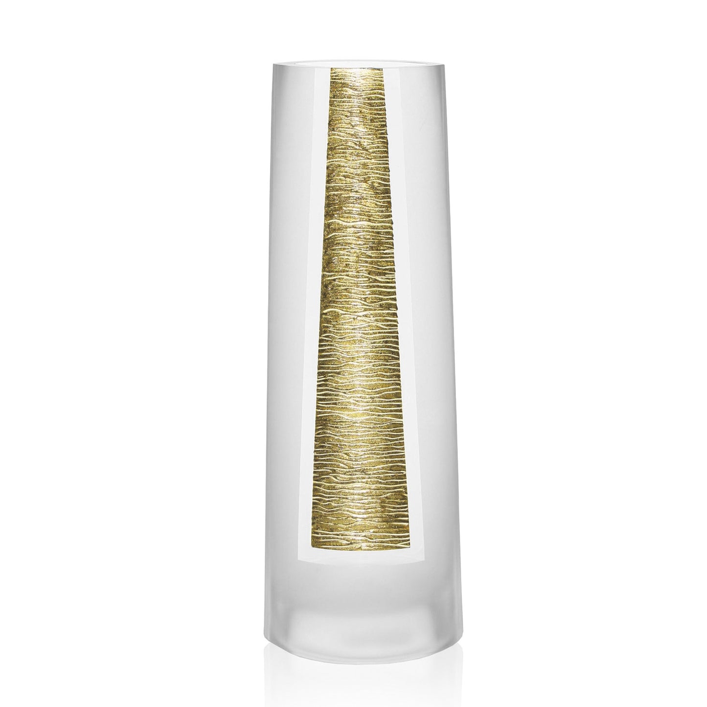 11" Clear And Gold Cylinder Lead Free Crystal Table Vase