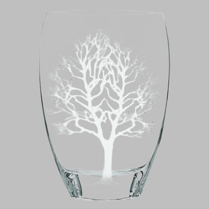 12 Mouth Blown Frosted Crystal European Made Tree Of Life Vase