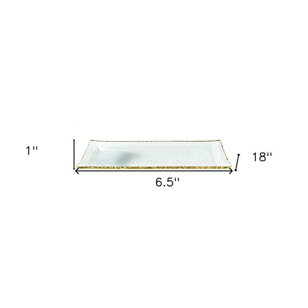 18 Mouth Blown Rectangular Edge Gold Leaf Serving Platter Or Tray