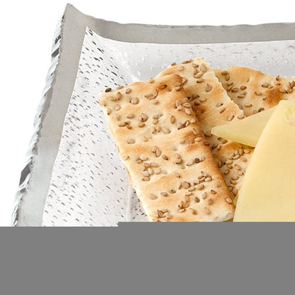 18 Mouth Blown Rectangular Edge Silver Serving Platter Or Tray