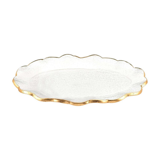 10" Clear And Gold Glass Platter