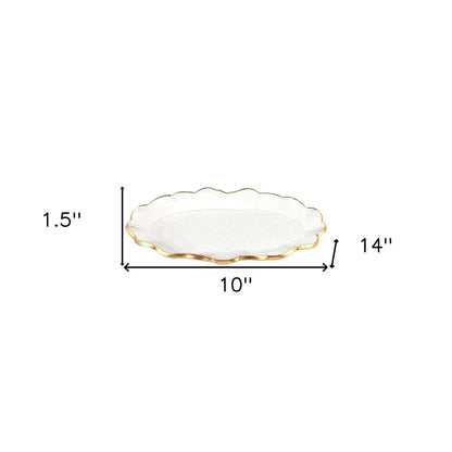 10" Clear And Gold Glass Platter
