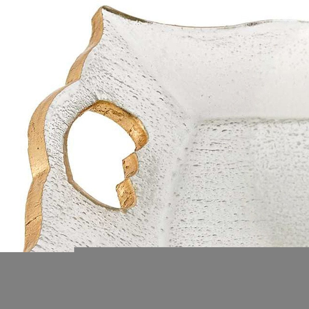 11" Clear And Gold Seeded Glass Serving Tray With Handles