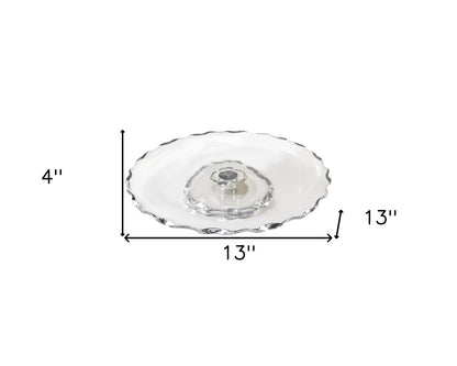 13" Clear and Gold Round Glass Hand Finished Lazy Susan