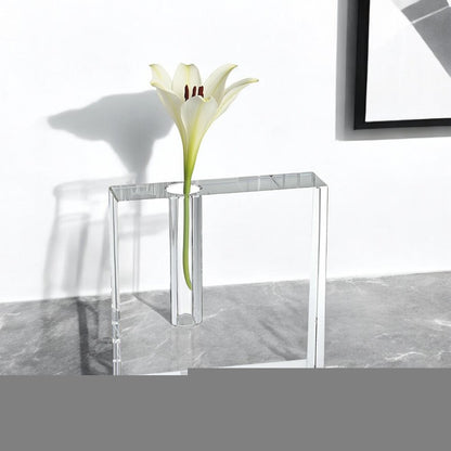 6" Clear Square Lead Free Crystal Bud Vase