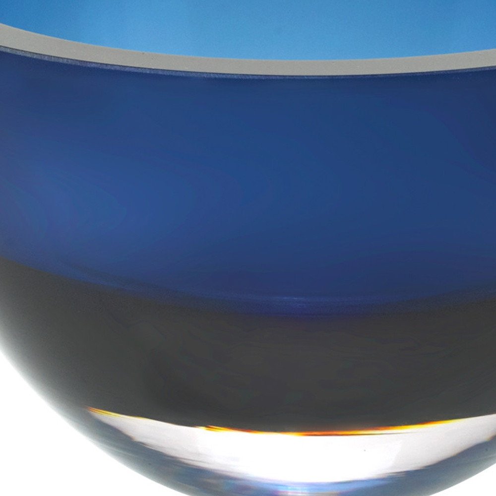 6 Mouth Blown European Made Lead Free Midnight Blue Crystal Bowl