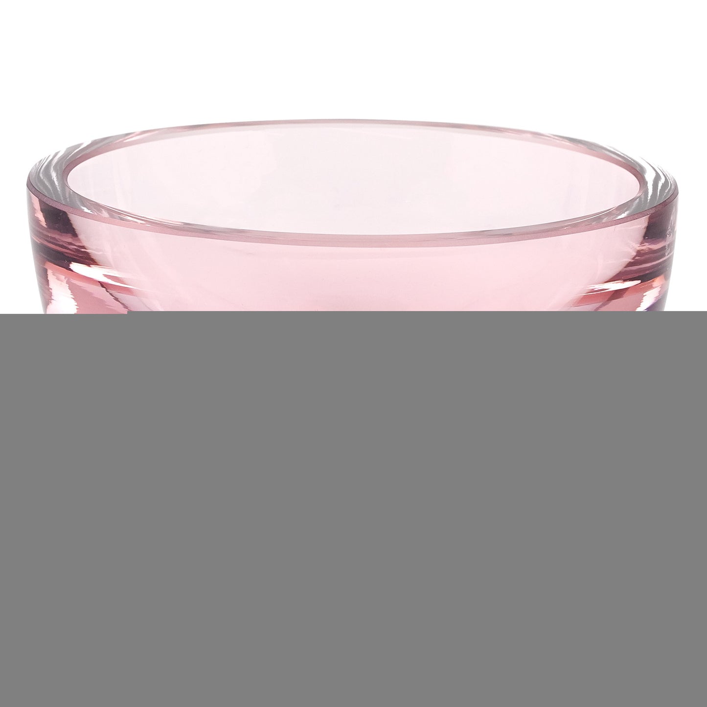 6" Pink Mouth Blown Crystal Thick Walled Bowl