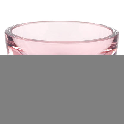6" Pink Mouth Blown Crystal Thick Walled Bowl