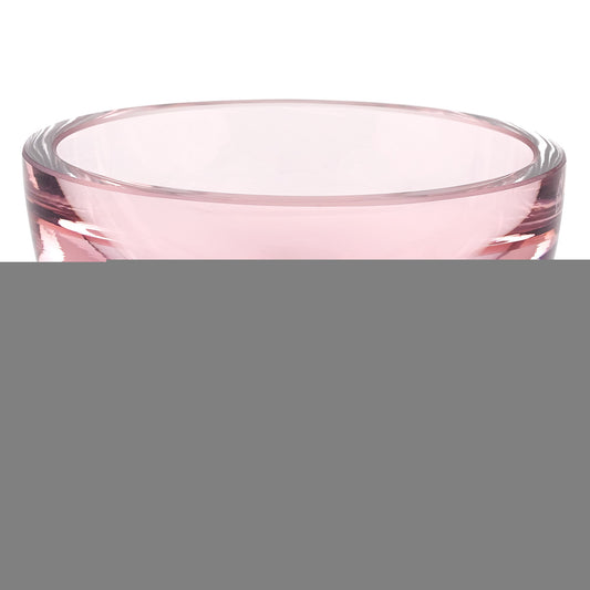 6" Pink Mouth Blown Crystal Thick Walled Bowl
