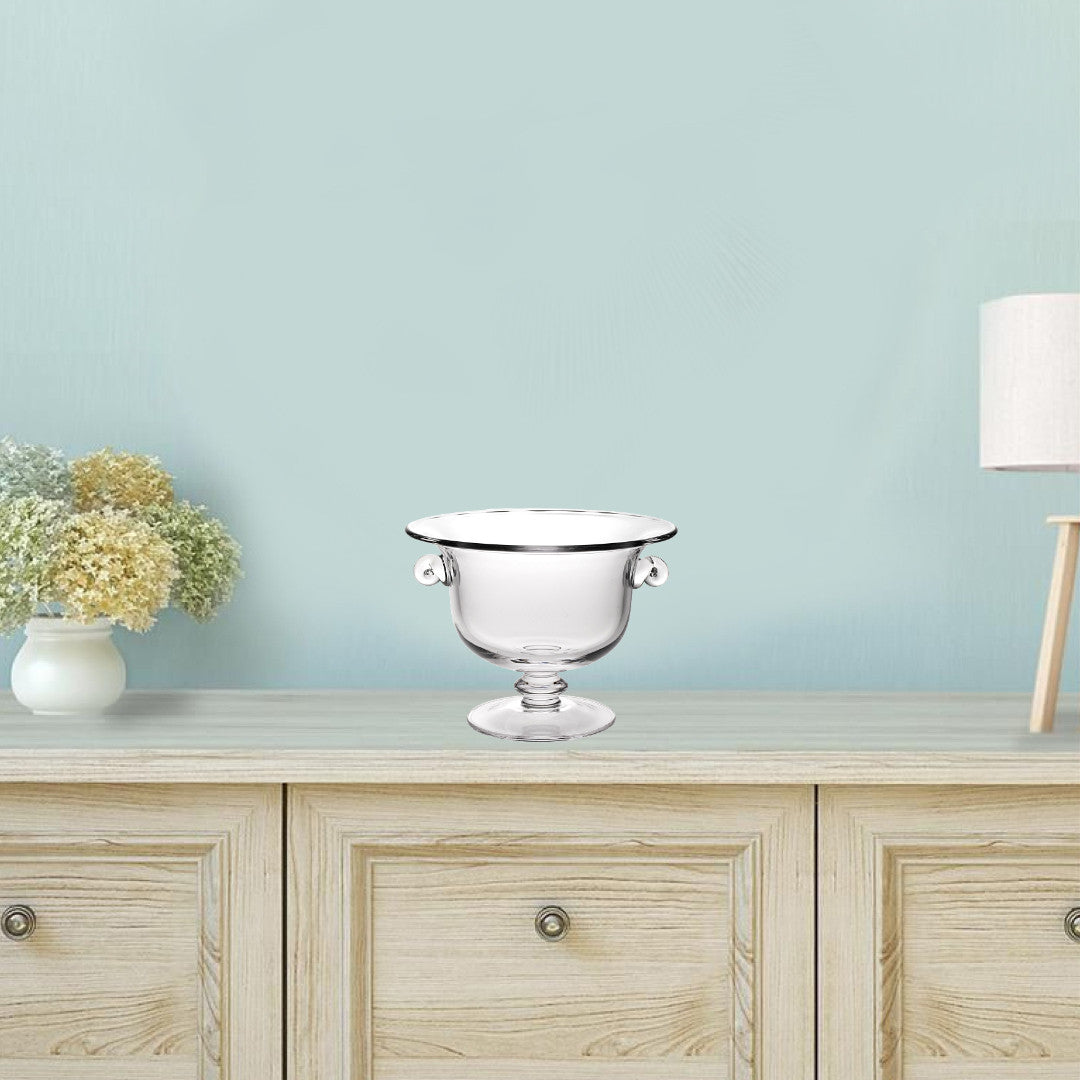 13" Clear Lead Free Crystal Round Pedestal Centerpiece Bowl With Handles