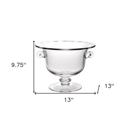 13" Clear Lead Free Crystal Round Pedestal Centerpiece Bowl With Handles
