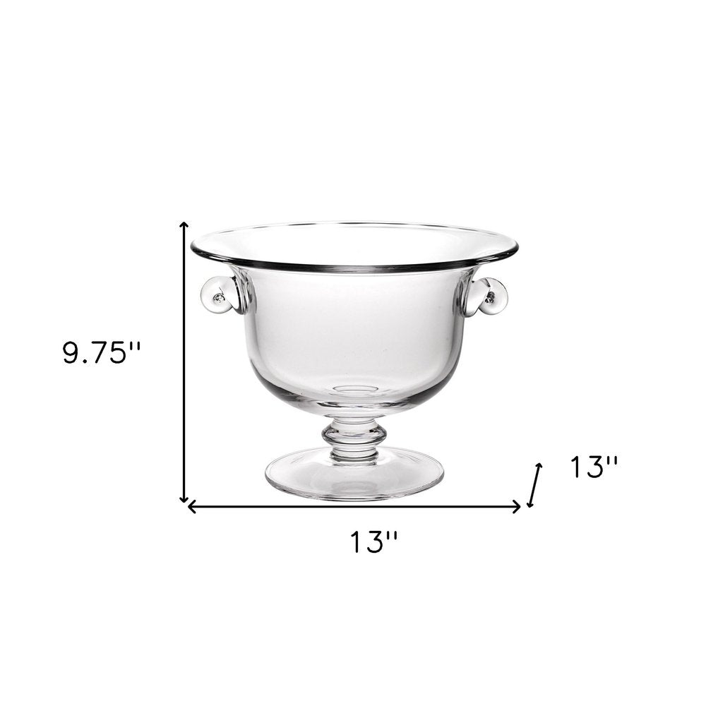 13" Clear Lead Free Crystal Round Pedestal Centerpiece Bowl With Handles