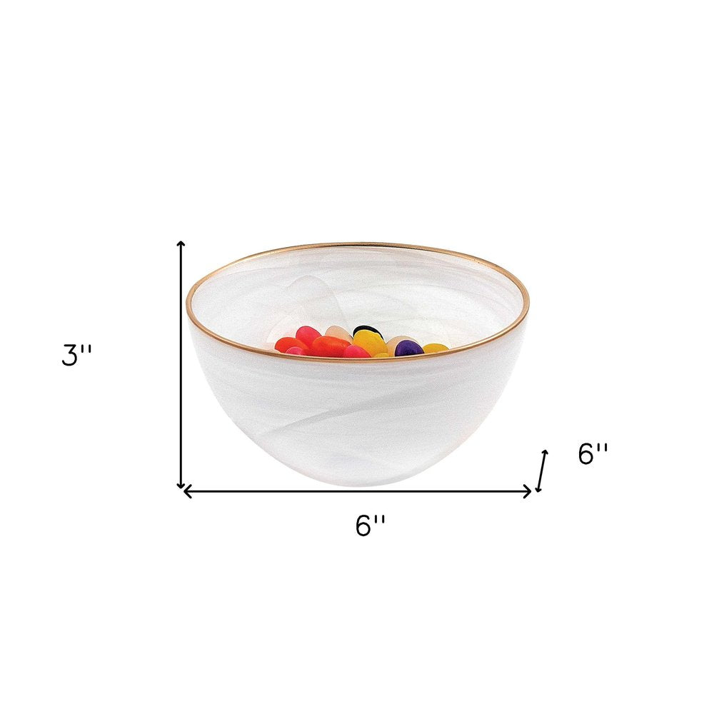 6" White And Gold Glass