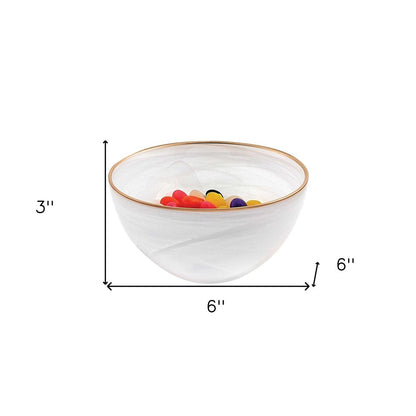 6" White And Gold Glass