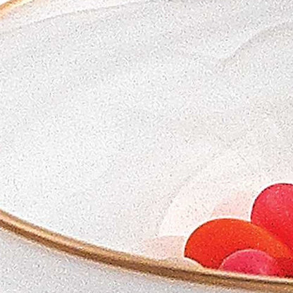 6" White And Gold Glass