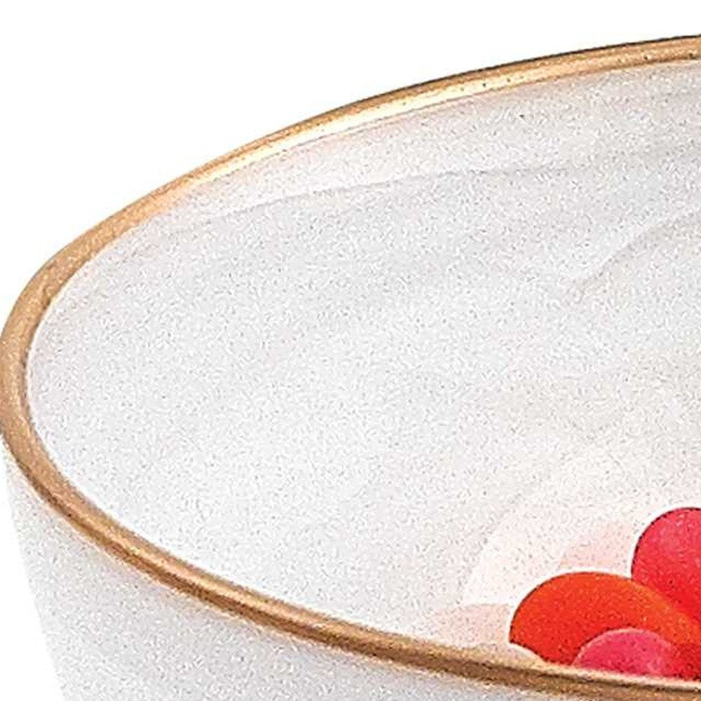 6" White And Gold Glass