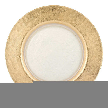 13" Clear And Gold Round Glass Handmade Charger Plate