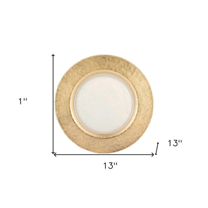 13" Clear And Gold Round Glass Handmade Charger Plate