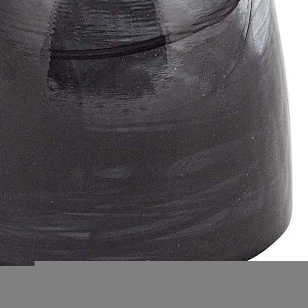 10" Black and Gray Swirl Mouth Blown Glass Footed Centerpiece Bowl