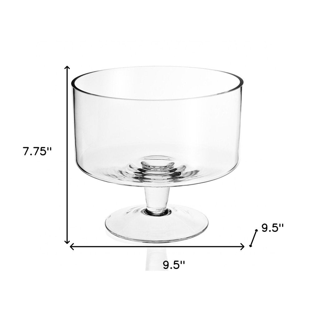 10" Clear Mouth Blown Crystal Round Trifle Bowl
