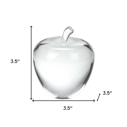 4" Clear Crystal Apple Paperweight Tabletop Sculpture