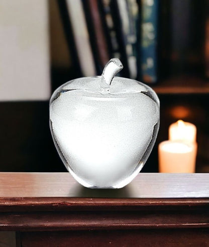 4" Clear Crystal Apple Paperweight Tabletop Sculpture