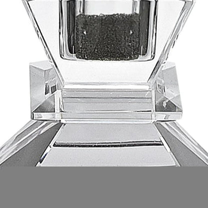 Set of Two Clear Crystal Tabletop Taper Candlesticks