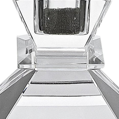 Set of Two Clear Crystal Tabletop Taper Candlesticks